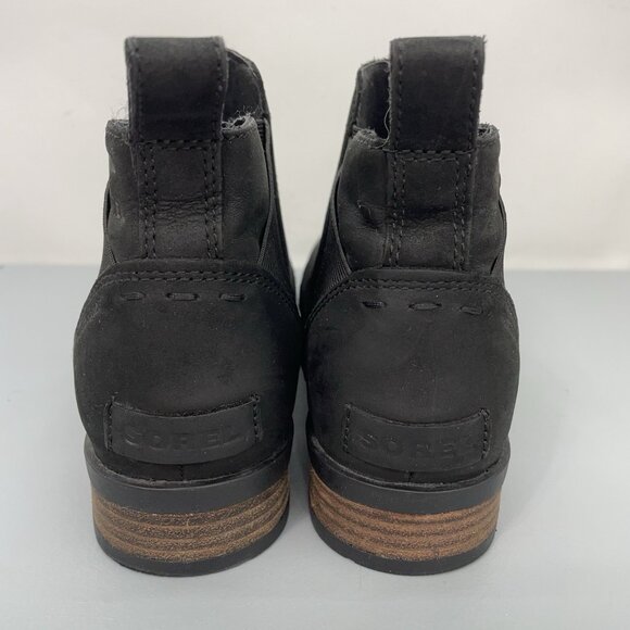 SOREL Emelie Chelsea Waterproof Ankle Boots Booties Leather Black Womens 8.5 - Picture 7 of 13